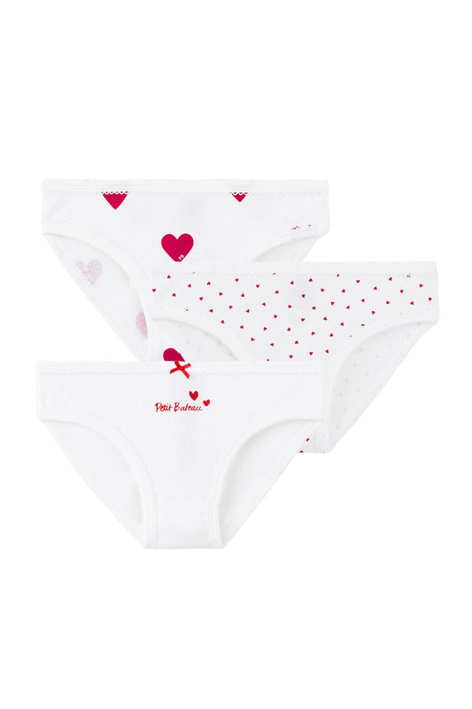 Petit Bateau - 3 Piece Heart Print Underwear