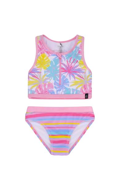Palm Leaf Pastel Two Piece Swimsuit