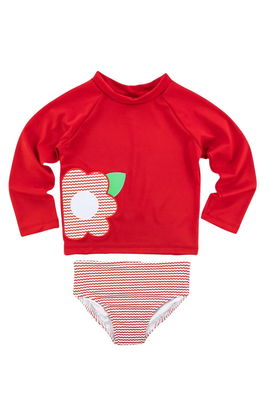 Florence Eiseman - Red Flower Rash Guard Tankini