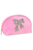 Glitter Bow Oval Cosmetic Bag
