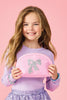 Glitter Bow Oval Cosmetic Bag