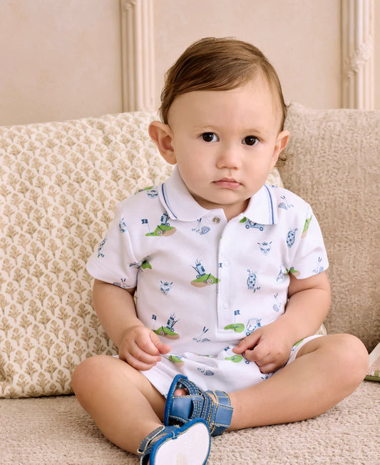 KISSY KISSY - BBY - SHORT PLAYSUIT PRT - GOLF CHAMPIONSHIP - MULTI BLUE