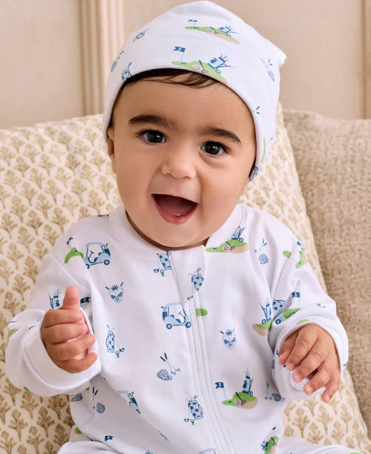 KISSY KISSY - BBY - FOOTIE W/ ZIP PRT - GOLF CHAMPIONSHIP - MULTI BLUE