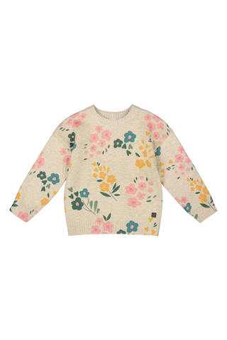 Deux Par Deux - Oatmeal Printed Knit Sweater