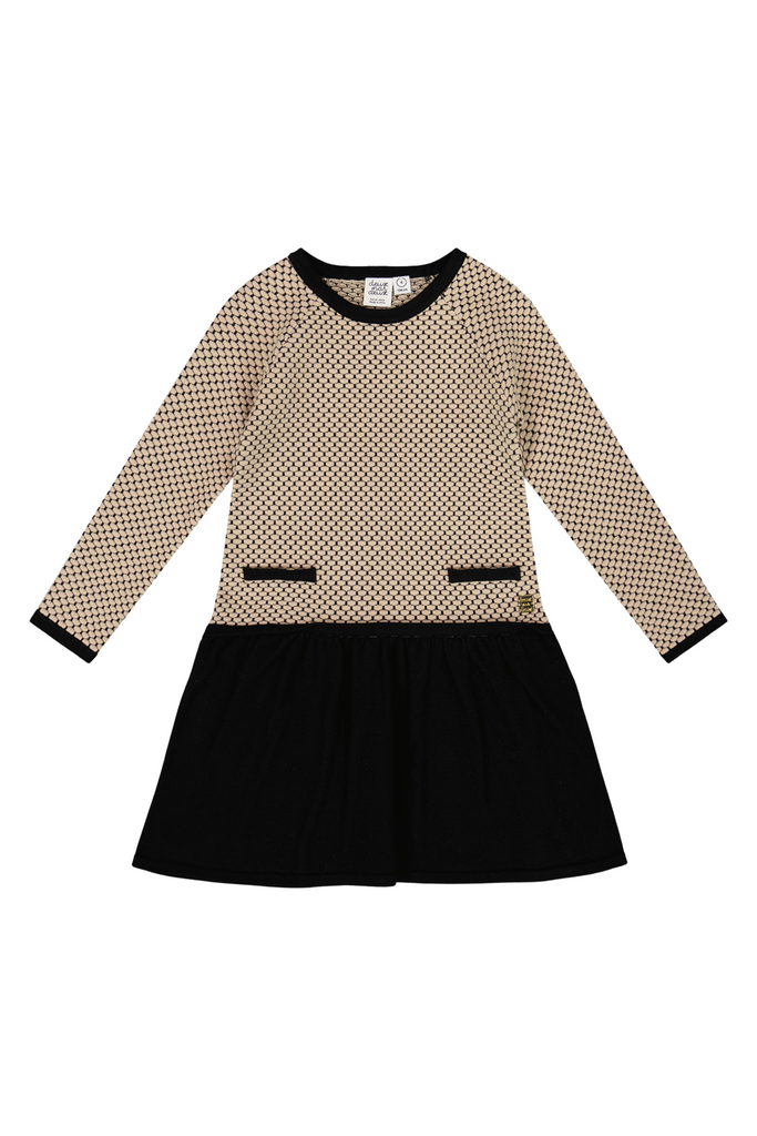 Deux Par Deux - Beige and Black Knit Dress