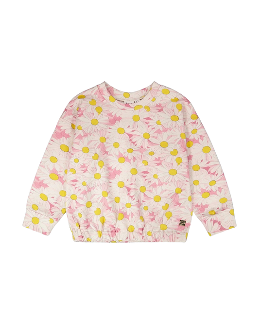 DEUX PAR DEUX - BG - PRINTED FRENCH TERRY SWEATSHIRT - PRINTED DAISIES