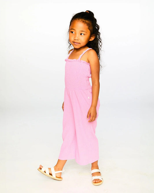 DEUX PAR DEUX - BG - CRINKLE JERSEY JUMPSUIT WITH SMOCKING - BEGONIA PINK