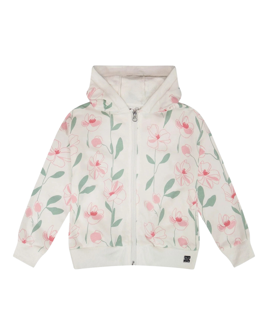 DEUX PAR DEUX - TG - PRINTED FRENCH TERRY HOODIE - PRINTED VERTICAL FLORAL