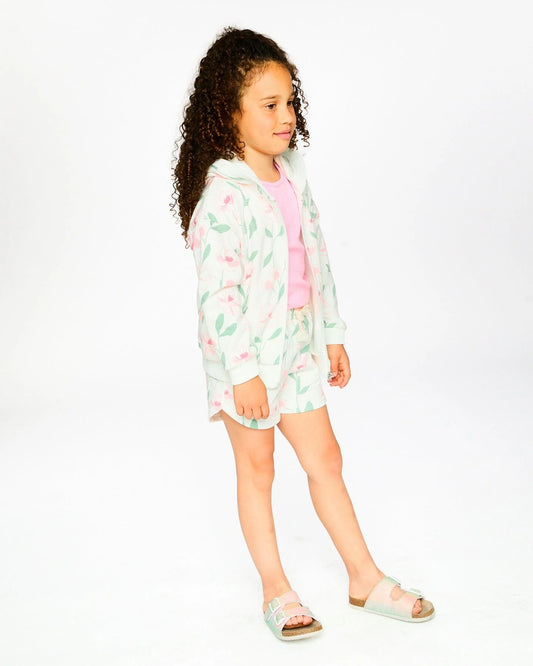 DEUX PAR DEUX - TG - PRINTED FRENCH TERRY HOODIE - PRINTED VERTICAL FLORAL