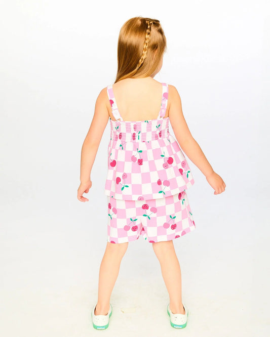 DEUX PAR DEUX - BG - PRINTED JERSEY ROMPER - PRINTED PINK CHERRY