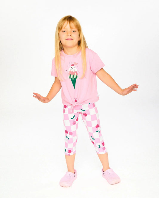 DEUX PAR DEUX - TG - PRINTED JERSEY CAPRI - PRINTED PINK CHERRY