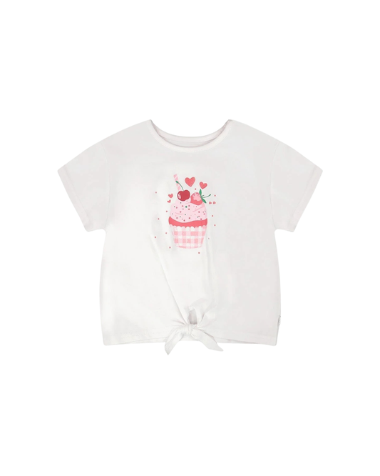 DEUX PAR DEUX - TG - JERSEY T-SHIRT WITH TIE AT WAIST - WHITE