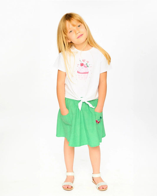 DEUX PAR DEUX - BG - SKORT WITH EMBROIDERY - GOLF GREEN