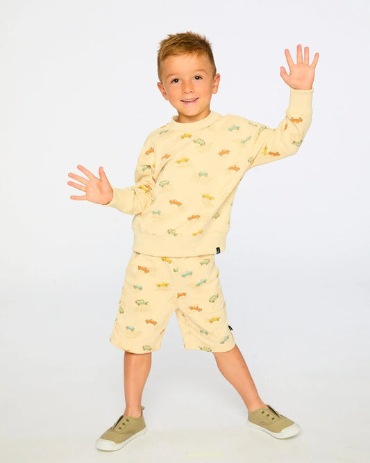 DEUX PAR DEUX - BB - FRENCH TERRY SWEATSHIRT - PRINTED SAFARI JEEP