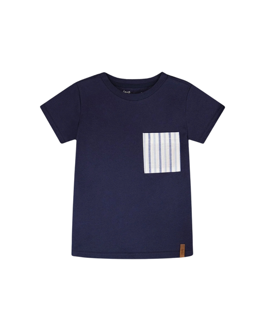 DEUX PAR DEUX - TB - JERSEY T-SHIRT WITH CHEST POCKET - PEACOAT