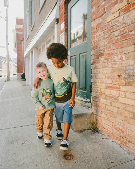DEUX PAR DEUX - BB - ORGANIC JERSEY T-SHIRT WITH PRINT - SMOKE GREEN