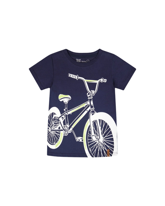 DEUX PAR DEUX - TB - ORGANIC JERSEY T-SHIRT WITH PRINT - PEACOAT