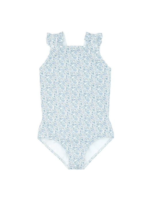 MINNOW - TG - GIRLS SLATE FLORAL RUFFLE STRAP ONE PIECE - SLATE FLORAL