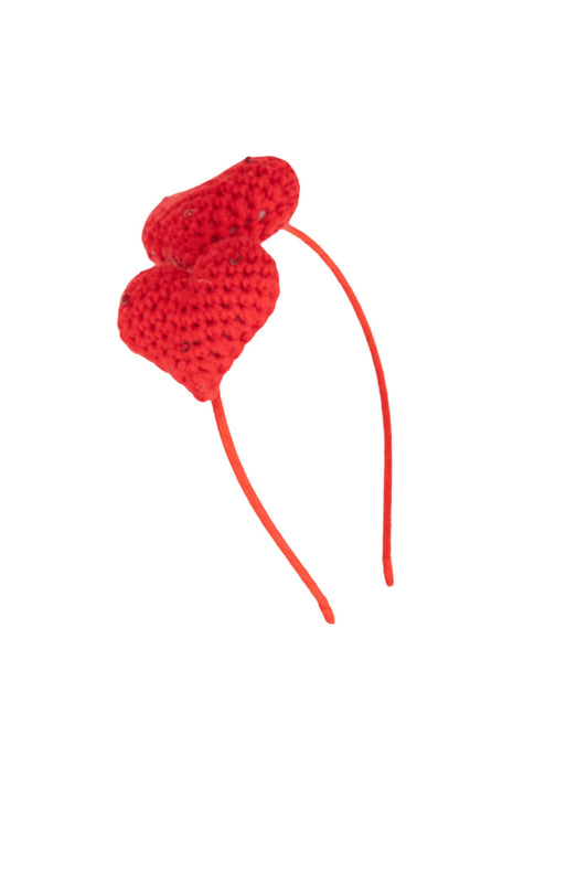 Bari Lynn - Double Crystallized Red Crochet Heart Headband