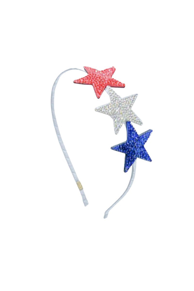 Red/White/Blue Crystallized 3 Stars Thin Headband