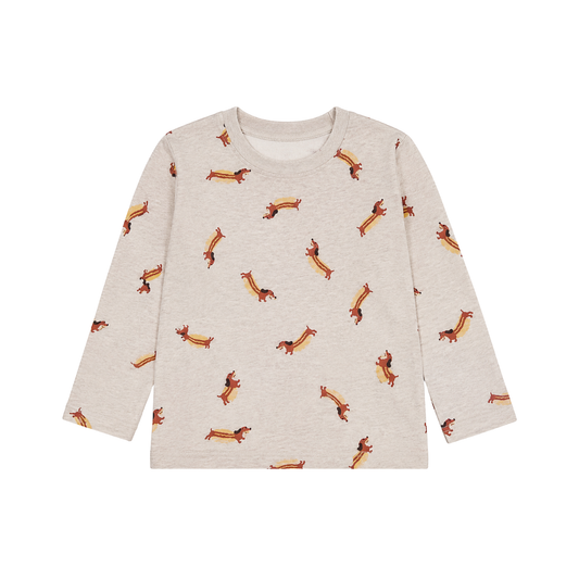 GINGERSNAPS - TB - PIERO TEE WITH ALL OVER DOG PRINT - BEIGE