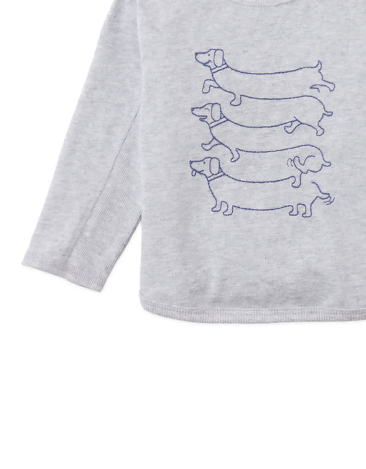 GINGERSNAPS - BBY - GIANNI TEE WITH DOG DETAILS - GRAY