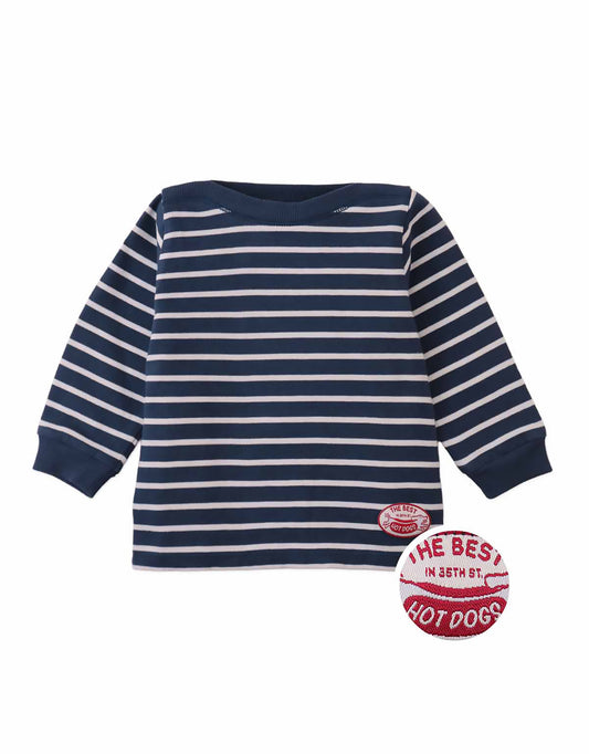 GINGERSNAPS - TB - SETH STRIPED BOAT NECK TEE - BLUE