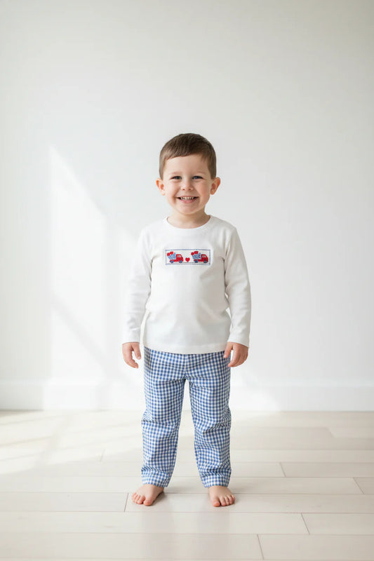 PETIT BEBE - BBY - VALENTINES DAY BOYS LS TEE - WHITE