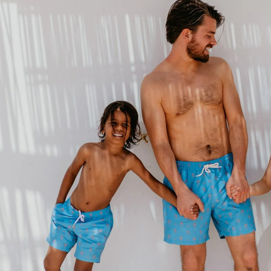 ELLA AND RAPHA - TB - AMALFI PALMTREE BOYS SWIM SHORT - BLUE