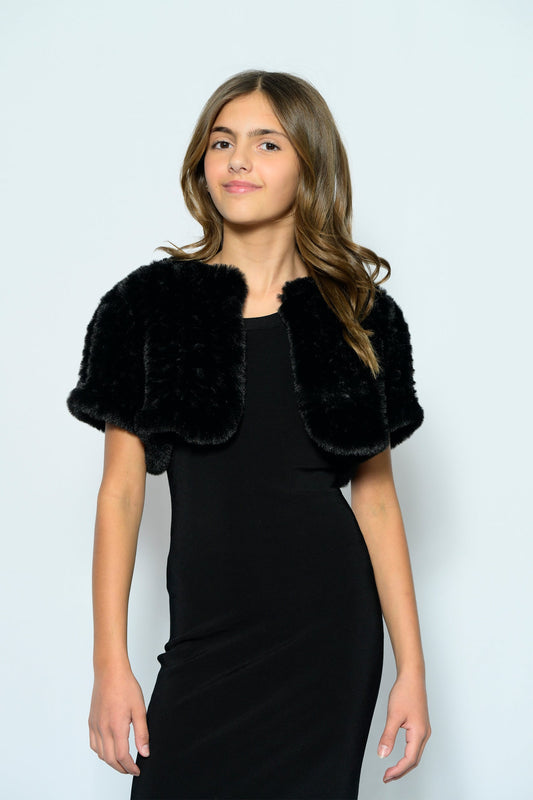 KATIE J NYC JUNO FAUX FUR BOLERO BLACK