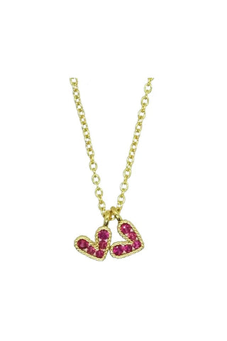 Pave Two Heart Necklace