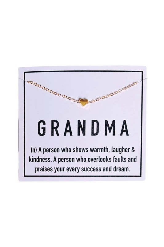 Heart Necklace & Stationery Card - Yellow Gold Grandma