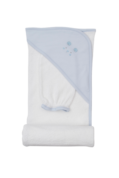 Kissy Kissy - Blue Teddy Bear Time Hooded Towel & Mitt Set