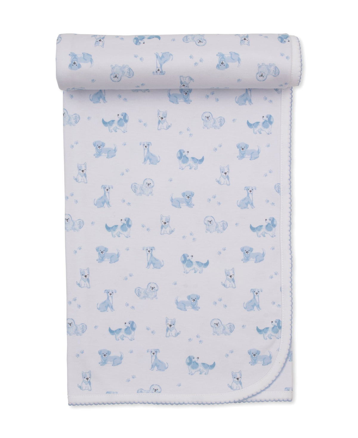 KISSY KISSY - BBY - PUPPY PAWS JACQUARD BLANKET - LIGHT BLUE