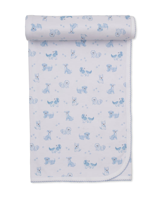KISSY KISSY - BBY - PUPPY PAWS JACQUARD BLANKET - LIGHT BLUE