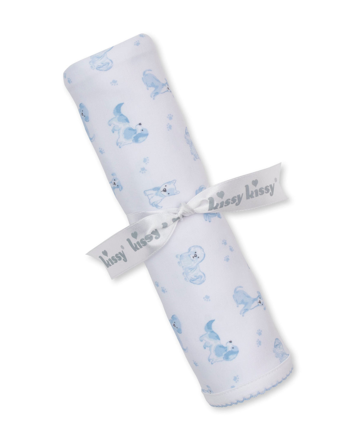 KISSY KISSY - BBY - PUPPY PAWS JACQUARD BLANKET - LIGHT BLUE