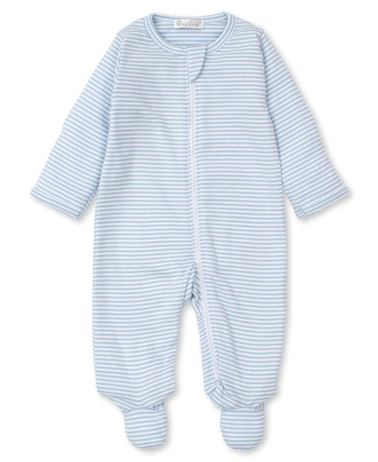 KISSY KISSY - BBY - CLASSIC RIB FOOTIE W/ ZIP STR - LIGHT BLUE
