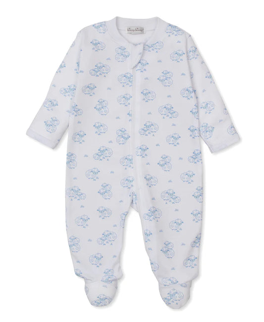 KISSY KISSY - BBY - SWEET SHEEP FOOTIE W/ZIP PRT - LIGHT BLUE