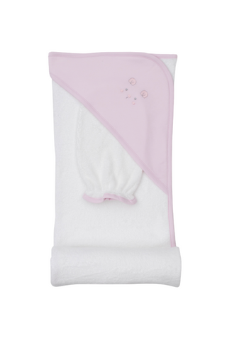 Kissy Kissy - Pink Teddy Bear Time Hooded Towel & Mitt Set