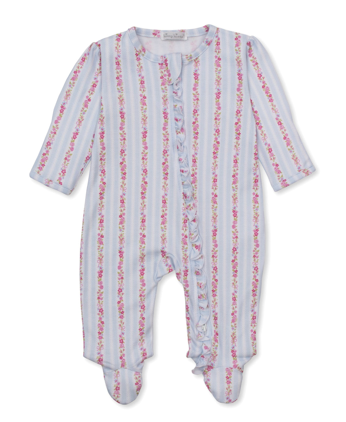 KISSY KISSY - BBY - ROSE RENAISSANCE FOOTIE W/ZIP - LIGHT BLUE