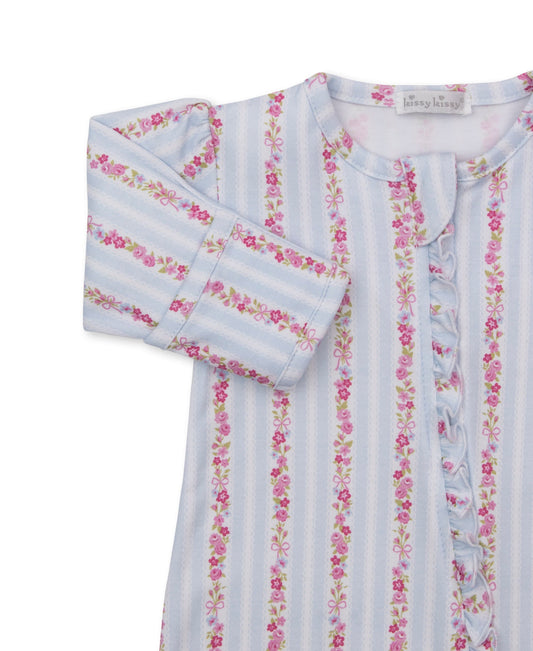 KISSY KISSY - BBY - ROSE RENAISSANCE FOOTIE W/ZIP - LIGHT BLUE