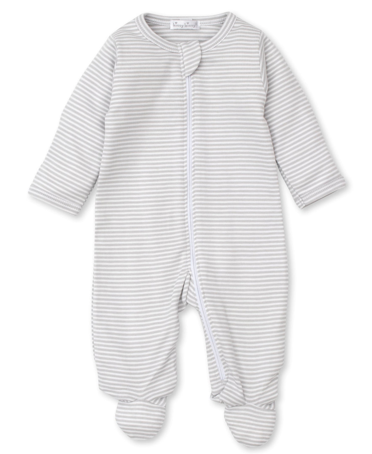 KISSY KISSY - BBY - CLASSIC RIB FOOTIE W/ZIP - SILVER