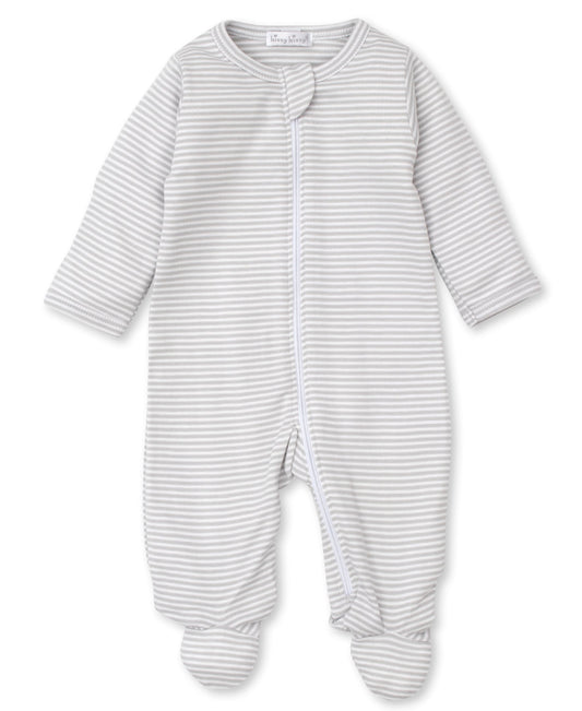 KISSY KISSY - BBY - CLASSIC RIB FOOTIE W/ZIP - SILVER