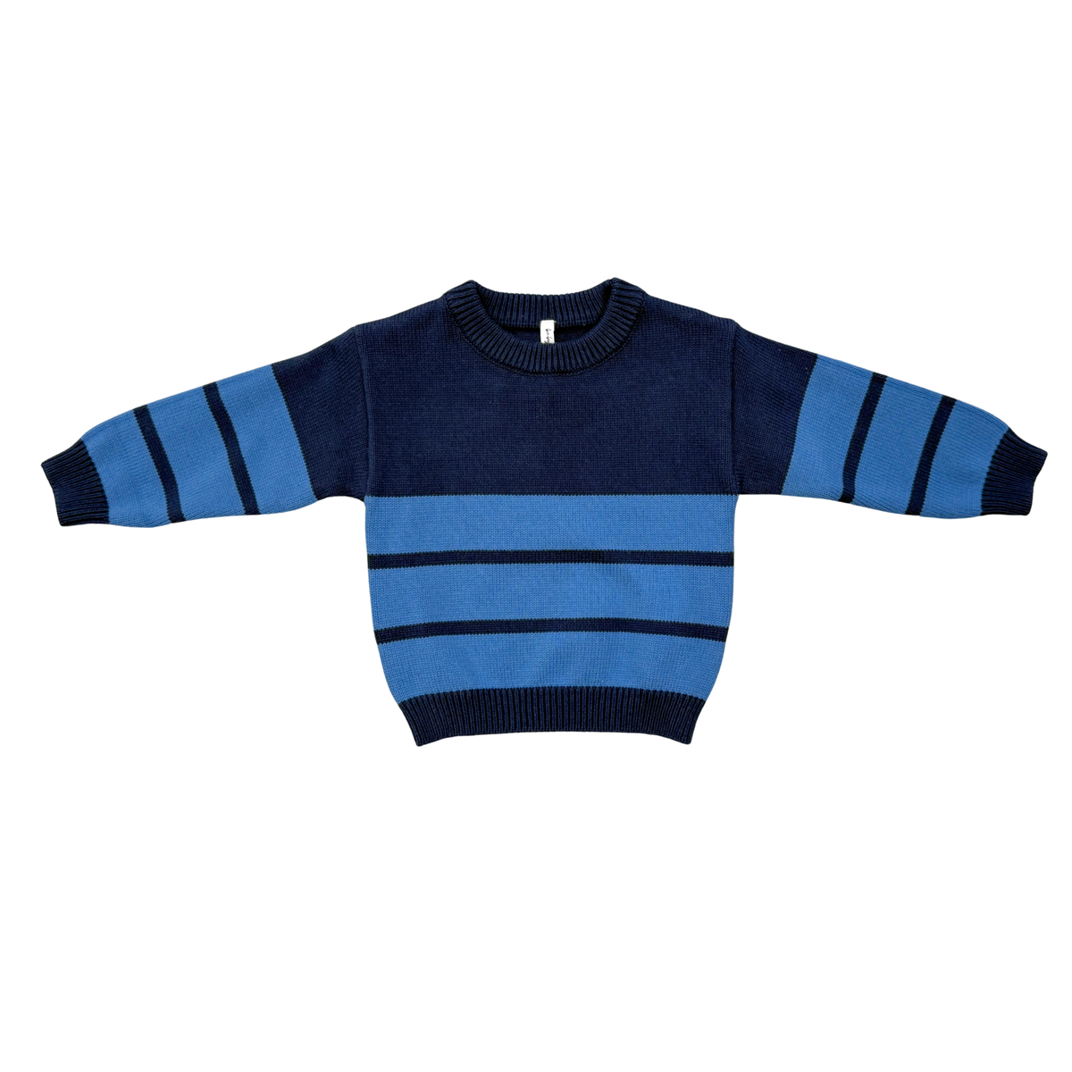 BABYSPROUTS - TB - KNIT SWEATER - STONEWASH BORDER STRIPE