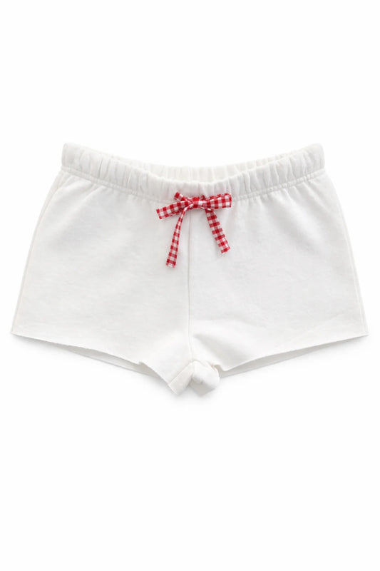 KATIE J NYC - BG - TWEEN LEAH APPLIQUE SWEAT SHORT - VINTAGE WHITE/STRAWBERRY
