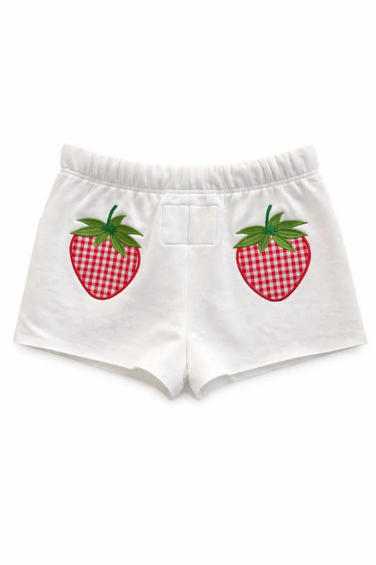 KATIE J NYC - BG - TWEEN LEAH APPLIQUE SWEAT SHORT - VINTAGE WHITE/STRAWBERRY