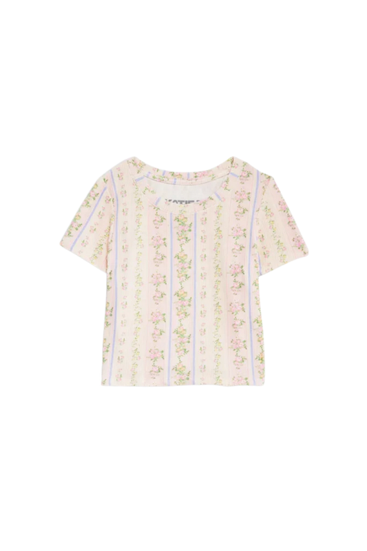 Katie J - BG - Livi Ribbed Tee - Floral Stripe