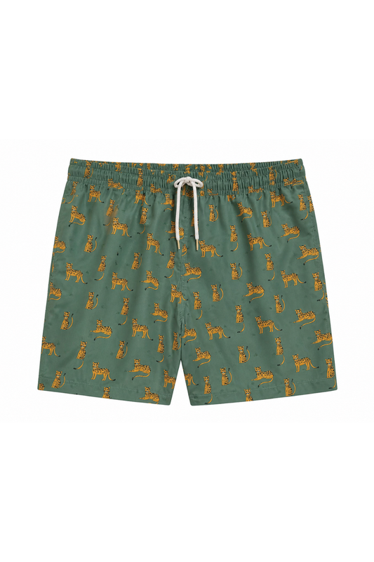 ELLA AND RAPHA - TB - LEOPARD BOYS SWIM SHORT - GREEN