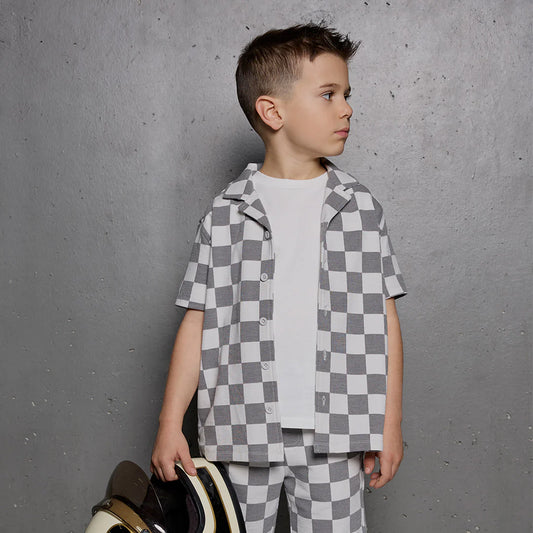 MILES THE LABEL - BB - S/S SHIRT KNIT - LIGHT GREY