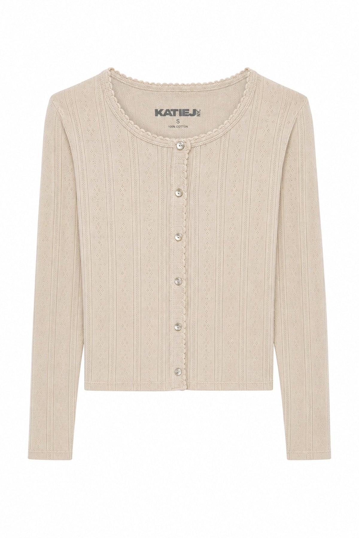 KATIE J NYC MARINA POINTELLE TEE SOLID OFF WHITE